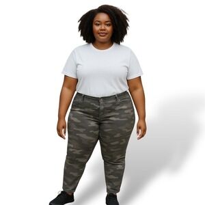 Wit And‎ Wisdom Medium Wash Green Camo Skinny  Gorpcore Grunge Jeans 22W